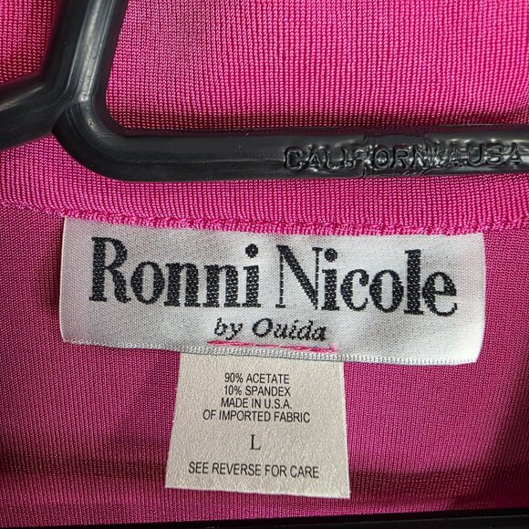 Womens Ronni Nicole By Ouida Pink Shirt Dress Button Down Short Sleeve Size L - Picture 3 of 8